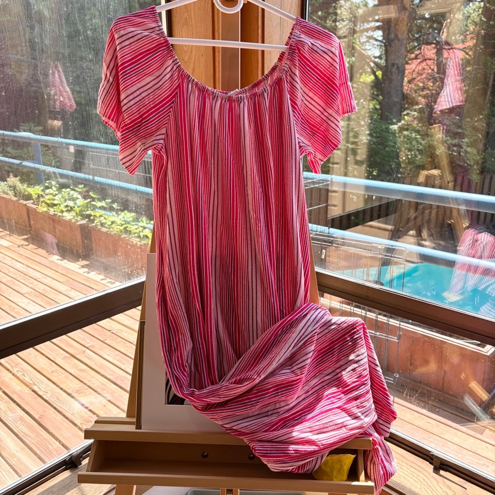 Vintage Pink and White Striped Dress Mumu